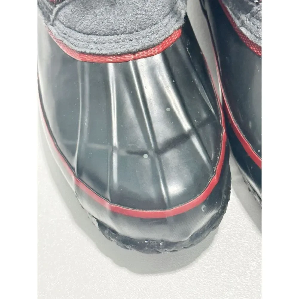 Khombu Elysse Rubber Upper Water Resistant Boots Plaid Lace Up Black‎ Red 8